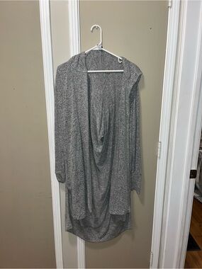 Athleta Heather Gray Open-Front Knit Cardigan